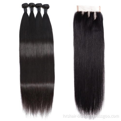 Long middle free three part closure with hair weaving Peruvian hair bundles with 2x6 4x4 13x4 360frontal